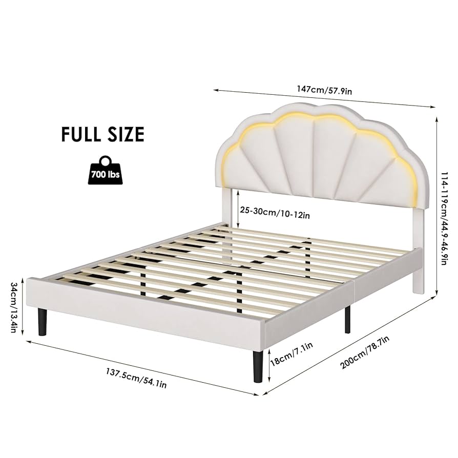 Jasmine 　3Lサイズ Amazon.com: HIFIT Full Upholstered Smart LED Bed Frame with